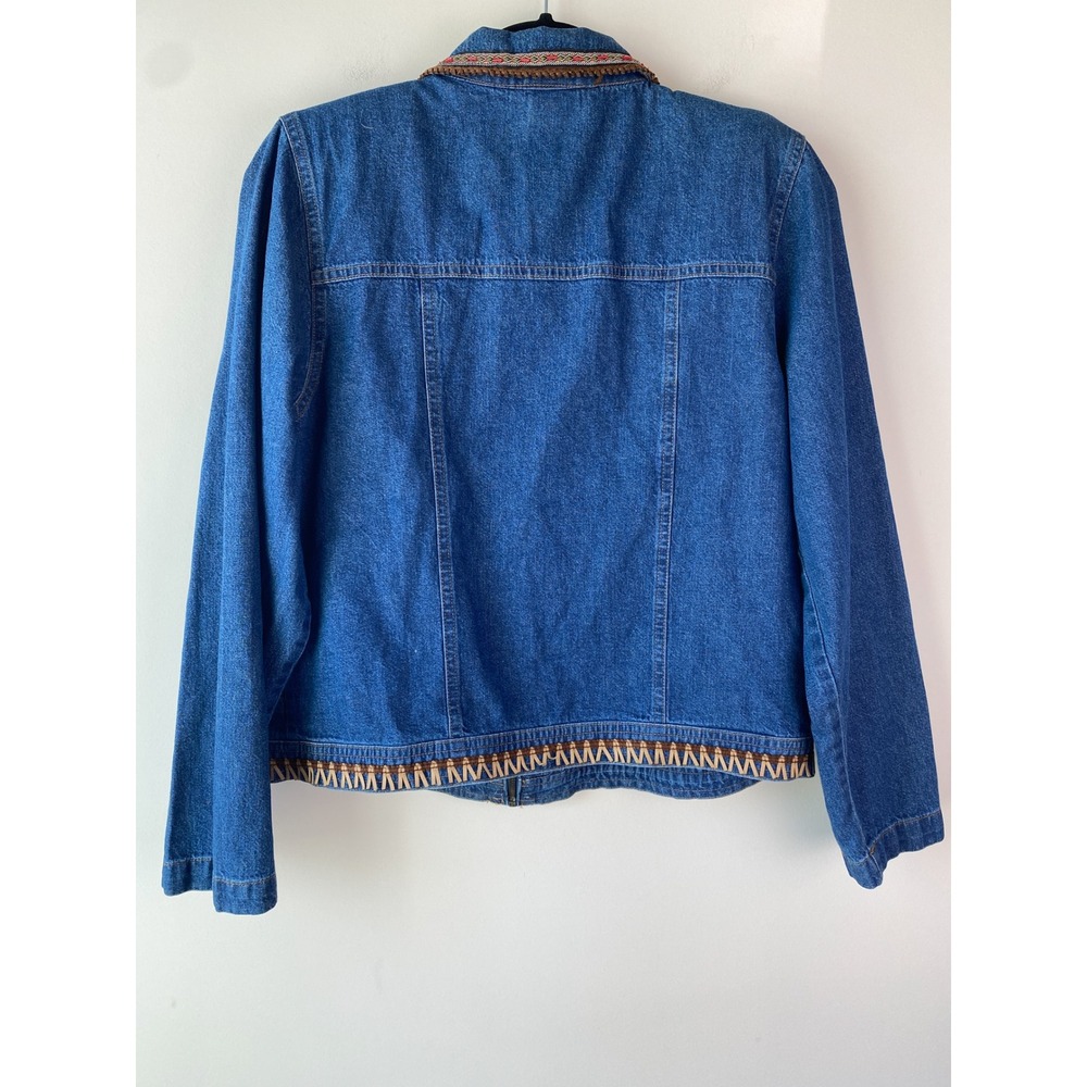 Nancy Womens Bolen Denim Patch Jacket 8 Blue Texas Retro Colorado Western Unique - Picture 6 of 10